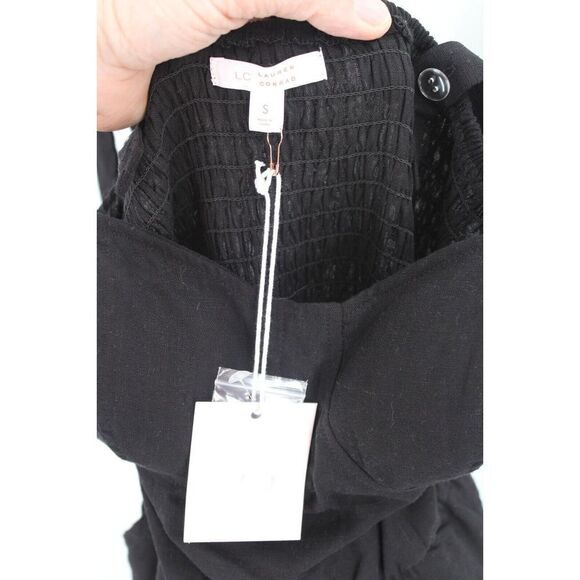 LC Lauren Conrad Womens Black Midi Dress Shoulder Straps Padded Bra Small NWT - Picture 7 of 9